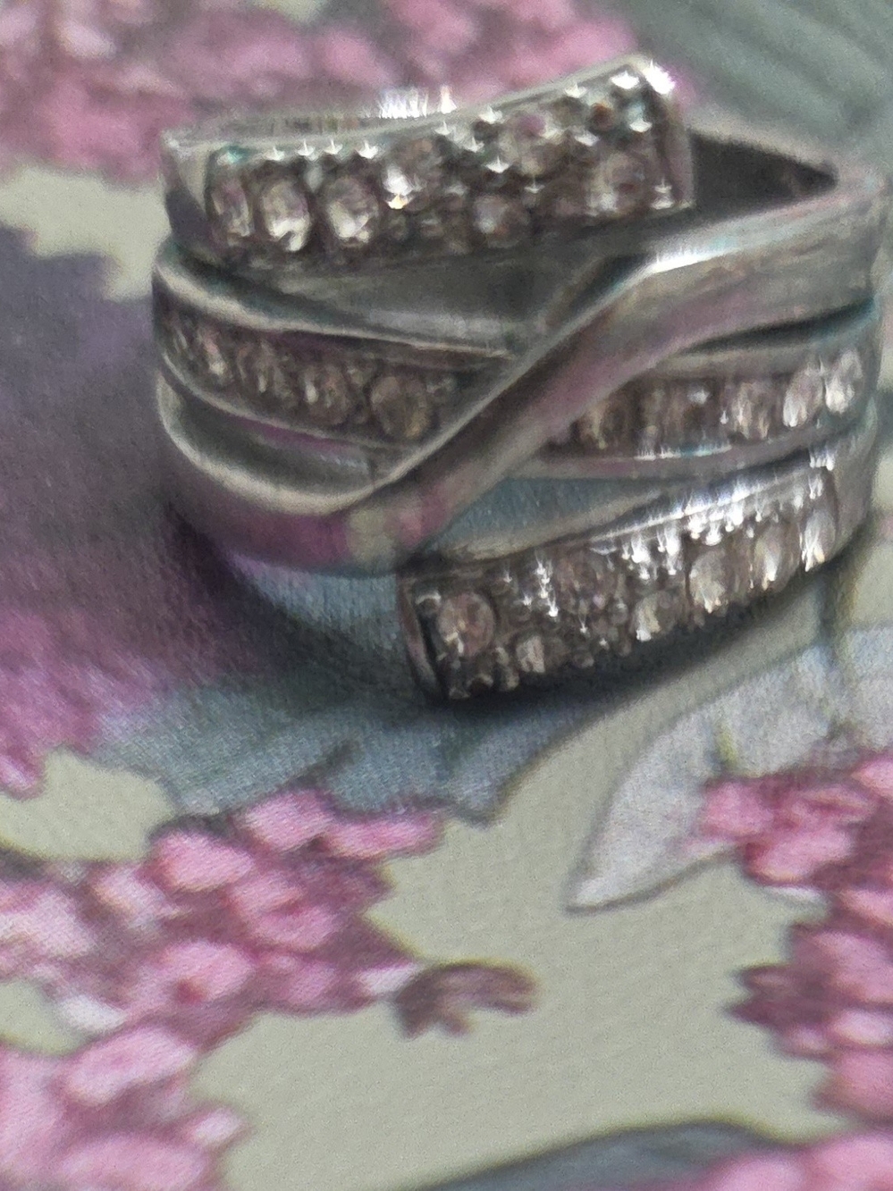 Source Unknown Silver-Tone Rhinestone Wrap Ring